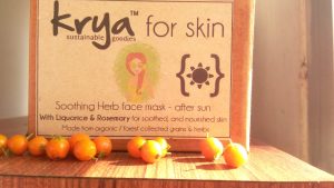 Krya after sun face mask to cool, balance and heal sun burned skin