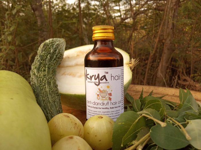 Krya Anti Dandruff Hair Oil nourishes and detoxifies scalp, cuts down fungal growth and provides balanced nourishment to dandruff prone scalp and hair