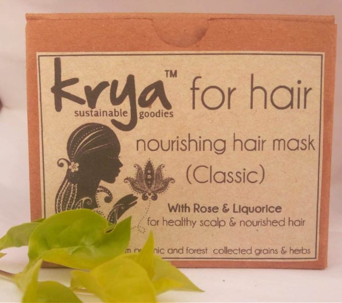 Krya Classic hair mask is formulated to de-clog and intensely nourish oily, pitta prone hair that is prone to premature greying