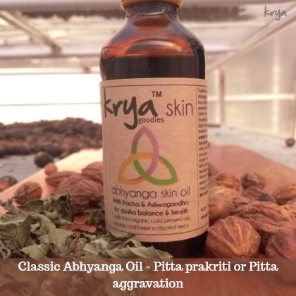 Classic abhyanga oil recommended for Pitta aggravation and Pitta prakriti