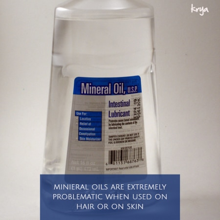 Mineral oil is a problematic addition to commercial hair oils