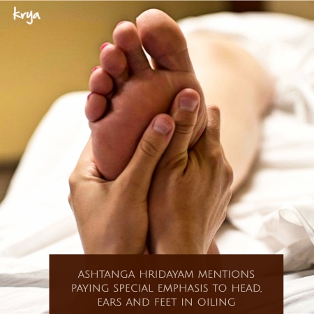 benefits of head oiling - ashtanga hridayam tels us to specially oil head, ears and feet