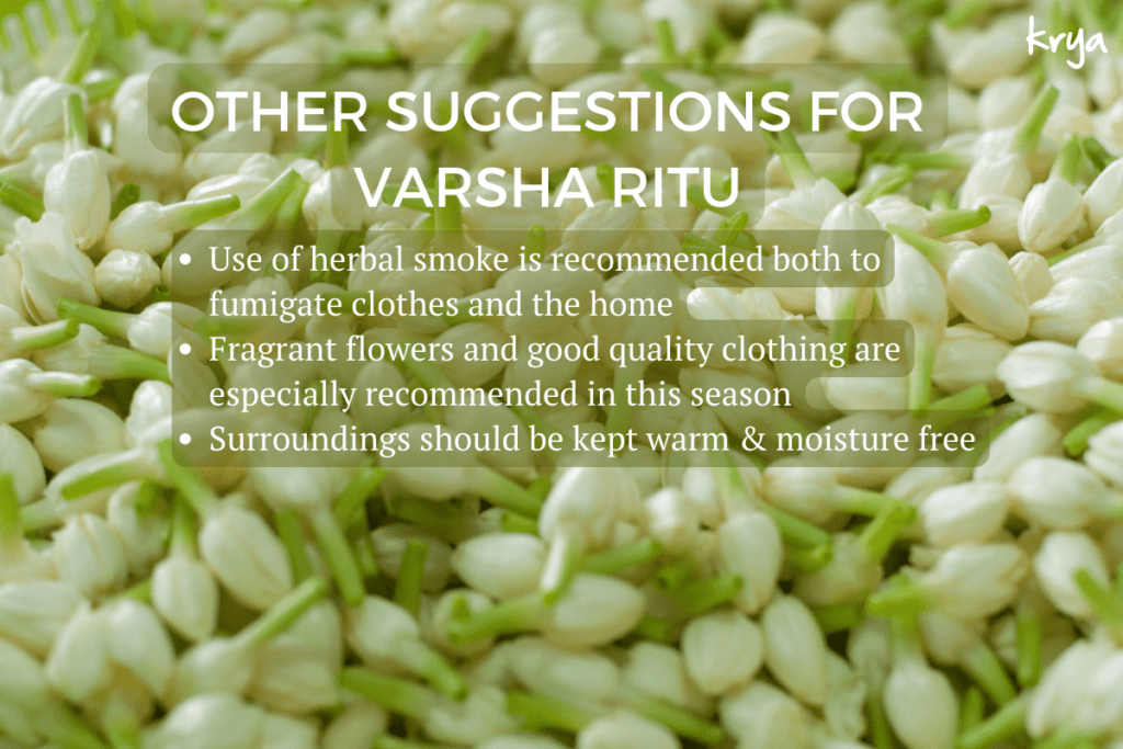 More ayurvedic guidelines for varsha ritucharya